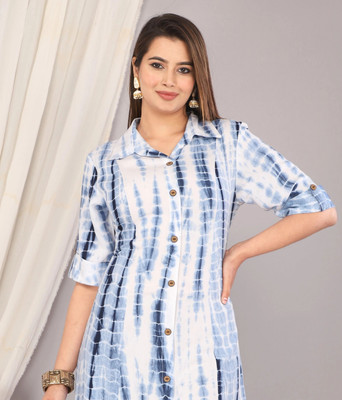 Lee Ropa Women Dyed/Ombre A-line Kurta(Multicolor)