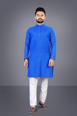 TARA GLOBAL Men Solid Straight Kurta(Dark Blue)