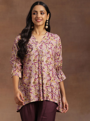 LIBAS Women Polka Print A-line Kurta(Purple)