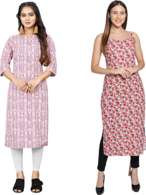 HouseOfCommon Women Printed Straight Kurta(Multicolor)