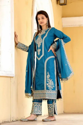 FILIB LONDON Embroidered Kurta, Trouser/Pant & Dupatta Set