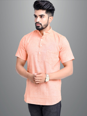 QuaClo Men Solid Straight Kurta(Orange)