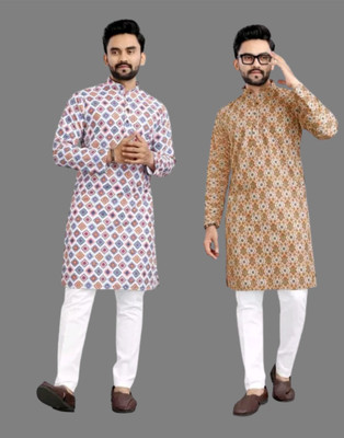 DHASU TRENDZ Men Printed Straight Kurta(Multicolor)
