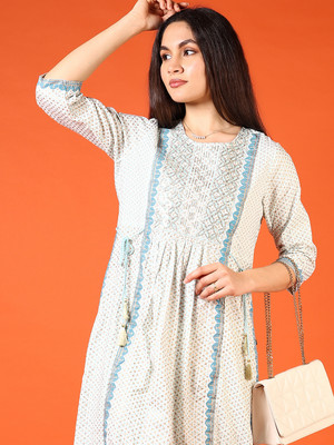 V-MART Women Printed A-line Kurta(Multicolor)