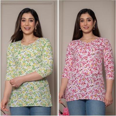 ATTIREGURU Women Floral Print Straight Kurta(Multicolor)