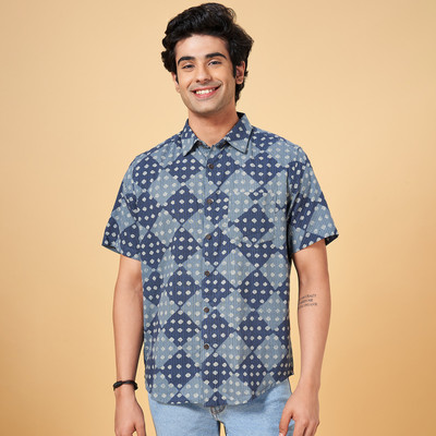 Indus Route by Pantaloons Men Printed A-line Kurta(Dark Blue, Light Blue, Grey)