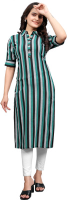 MANTRA DESIGNER Women Printed Flared Kurta(Green)
