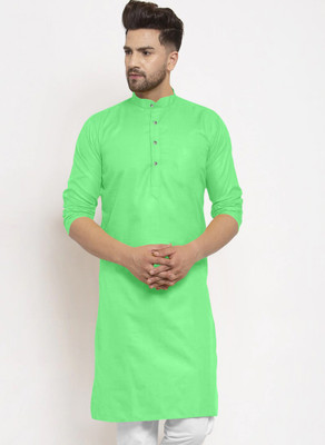 tejvin Men Solid Straight Kurta(Light Green, Multicolor)