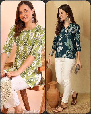 V And V Shop Women Printed A-line Kurta(Multicolor)