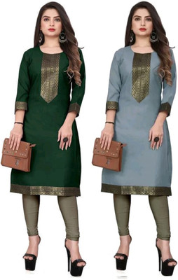 AAIKHODAL Women Self Design Straight Kurta(Multicolor)