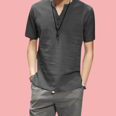 SuperTrend Men Printed Straight Kurta(Grey)