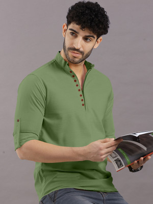 SOPANI Men Solid Straight Kurta(Light Green)
