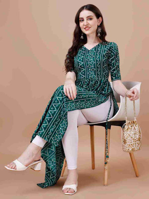 one amore Women Geometric Print A-line Kurta(Multicolor)