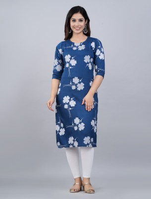 Madhurima Collection Women Washed Asymmetric Kurta(Blue)