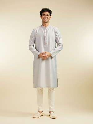 DIWAS by Manyavar Men Self Design Straight Kurta(Pink)