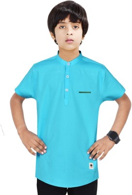 MADE IN THE SHADE Boys Solid Straight Kurta(Light Blue)