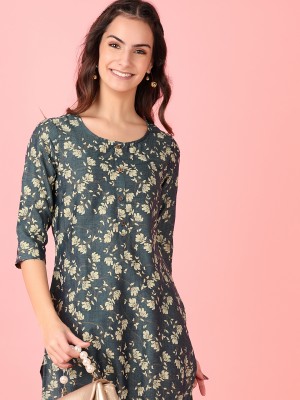 V-MART Women Printed A-line Kurta(Green)