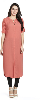 Nioni Women Solid Straight Kurta(Pink)