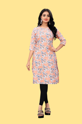Tulsii Fab Women Printed Anarkali Kurta(Orange)