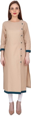 PRV Fashion Women Solid A-line Kurta(Beige)