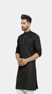 Anuj Fashion Men Solid A-line Kurta(Black)