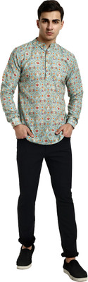 Vardha Men Printed Straight Kurta(Green)
