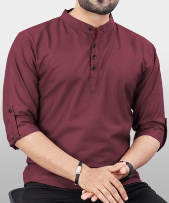 VeBNoR Men Solid Straight Kurta(Maroon)