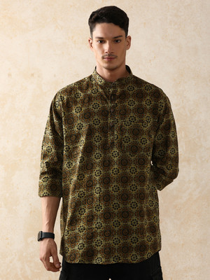 Moara Men Printed Straight Kurta(Green)