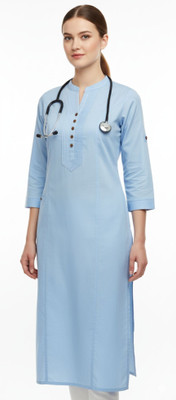 Samayra Women Solid Straight Kurta(Light Blue)