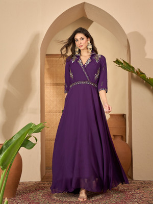 Stylum Women Ethnic Dress Purple Maxi/Full Length Dress