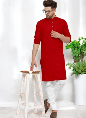 Rashmi Genz Men Printed Straight Kurta(Red)