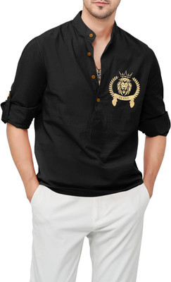 ZARA STAR Men Printed A-line Kurta(Black)