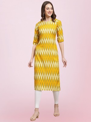 1 Stop Fashion Women Printed Straight Kurta(White, Yellow, Light Green)