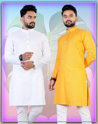 Flossy Men Solid Straight Kurta(Multicolor)