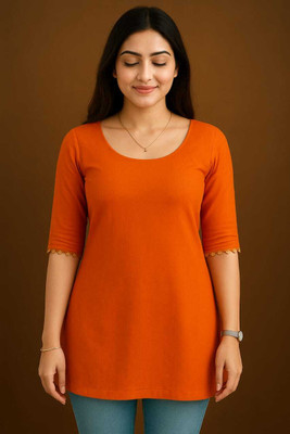 RPS CRETION Women Solid, Embellished Straight Kurta(Pink)