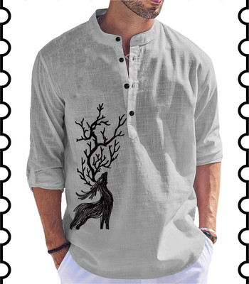 Kavyangle Creation Men Animal Print Straight Kurta(Grey)