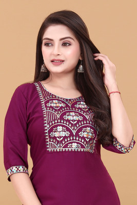 TITHIGARMENTS Women Solid A-line Kurta(Pink)