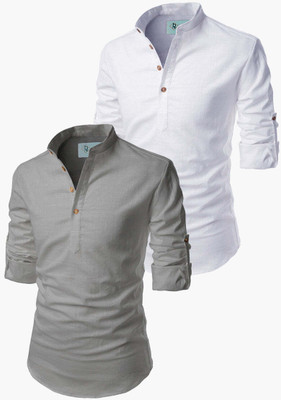 TrendiVastra Men Solid Straight Kurta(Grey)