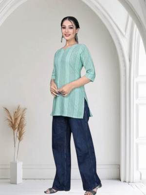 Texpaz Women Solid Anarkali Kurta(Blue)