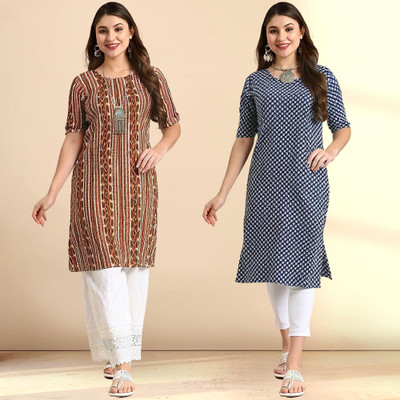 1 Stop Fashion Women Printed A-line Kurta(Multicolor)
