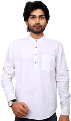Labnin Men Solid Straight Kurta(White)