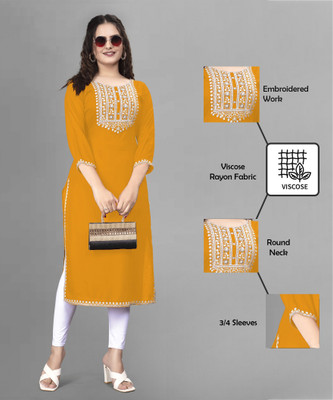 7800 GROUP Women Embroidered A-line Kurta(Multicolor)