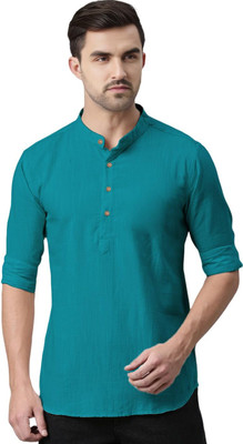 DaReal Men Solid A-line Kurta(Brown)