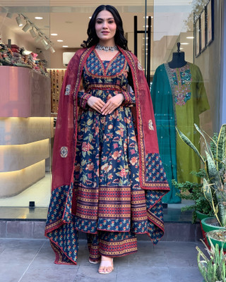 Piu Art Printed Kurta, Trouser/Pant & Dupatta Set