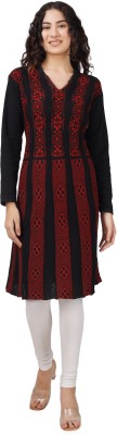 DIMSYCOLLECTION Women Self Design A-line Kurta(Black, Red)