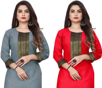 HF HOLYDAY FASHION Women Embellished Pathani Kurta(Grey, Red)