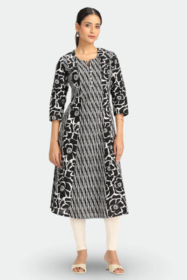 Cotton Culture Women Printed A-line Kurta(Black)