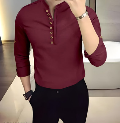 MARIZA Men Solid A-line Kurta(Maroon)