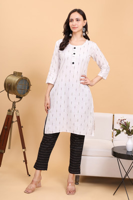 IST COLLECTION Women Printed A-line Kurta(White)