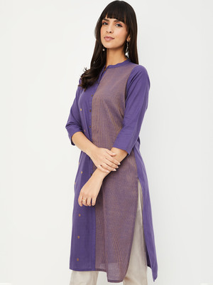MAX Women Printed Straight Kurta(Purple)
